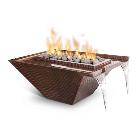 The Outdoor Plus 30 Nile Hammered Copper Fire & Water Bowl - Match Lit - Liquid Propane OPT-30NLCPF-LP